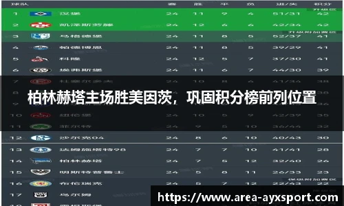 柏林赫塔主场胜美因茨,巩固积分榜前列位置