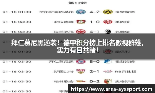 拜仁慕尼黑逆袭!德甲积分榜上排名傲视群雄,实力有目共睹!